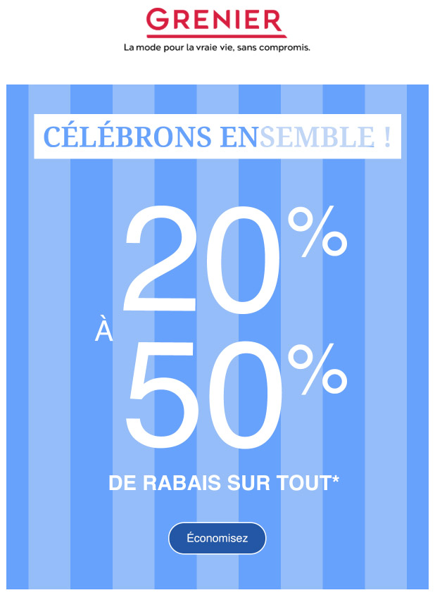 C’est reparti : 20 % à 50 % sur TOUT !