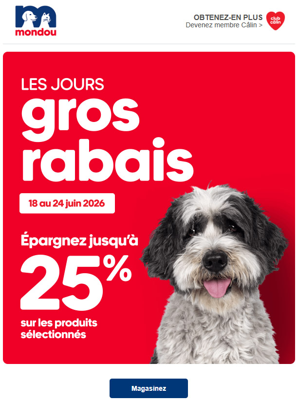 Pour un temps limité! Les jours Gros Rabais