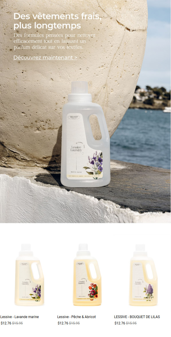 20 % de rabais sur vos essentiels lessive