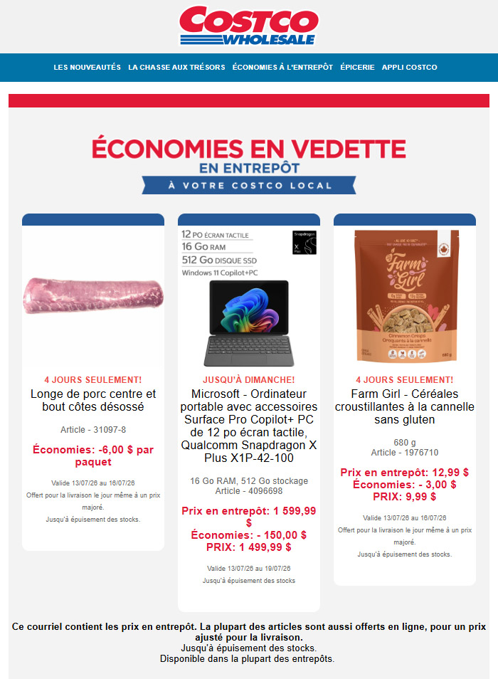 Économies en Vedette en Entrepôt