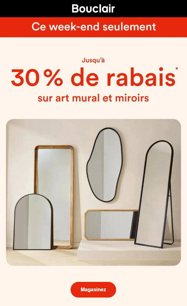 C'est parti : jusqu'à - 30 % sur l'art mural et les miroirs