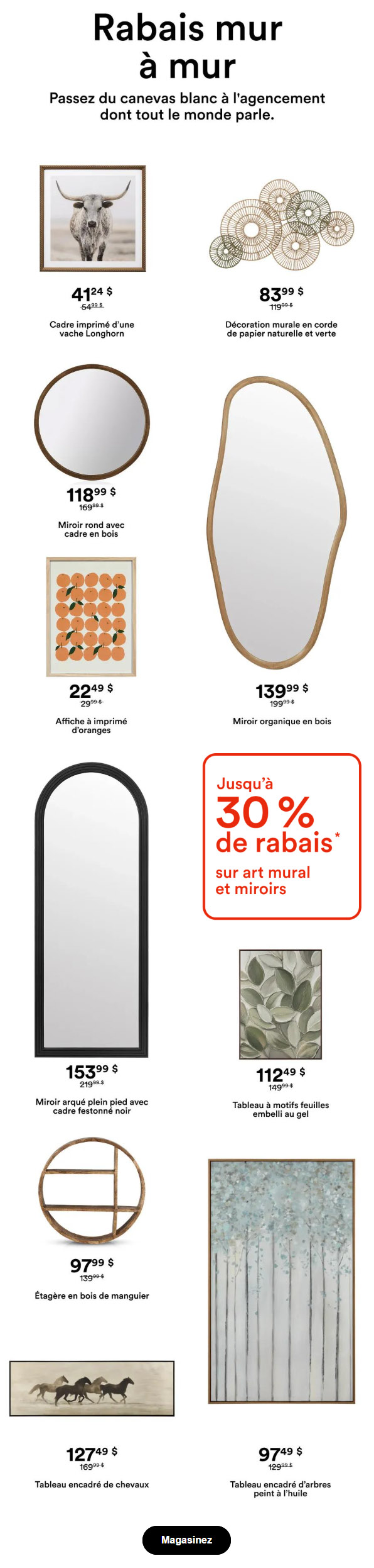 C'est parti : jusqu'à - 30 % sur l'art mural et les miroirs