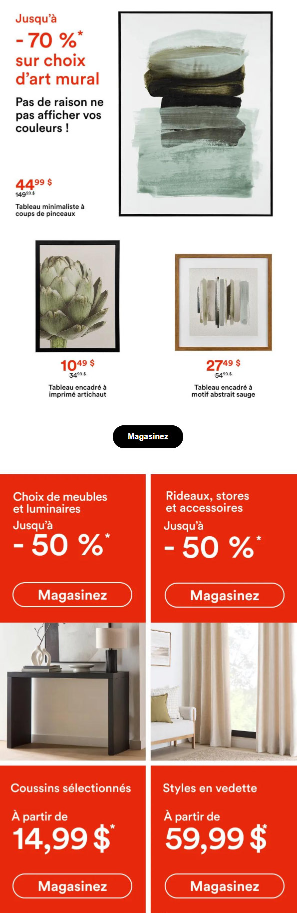 C'est parti : jusqu'à - 30 % sur l'art mural et les miroirs
