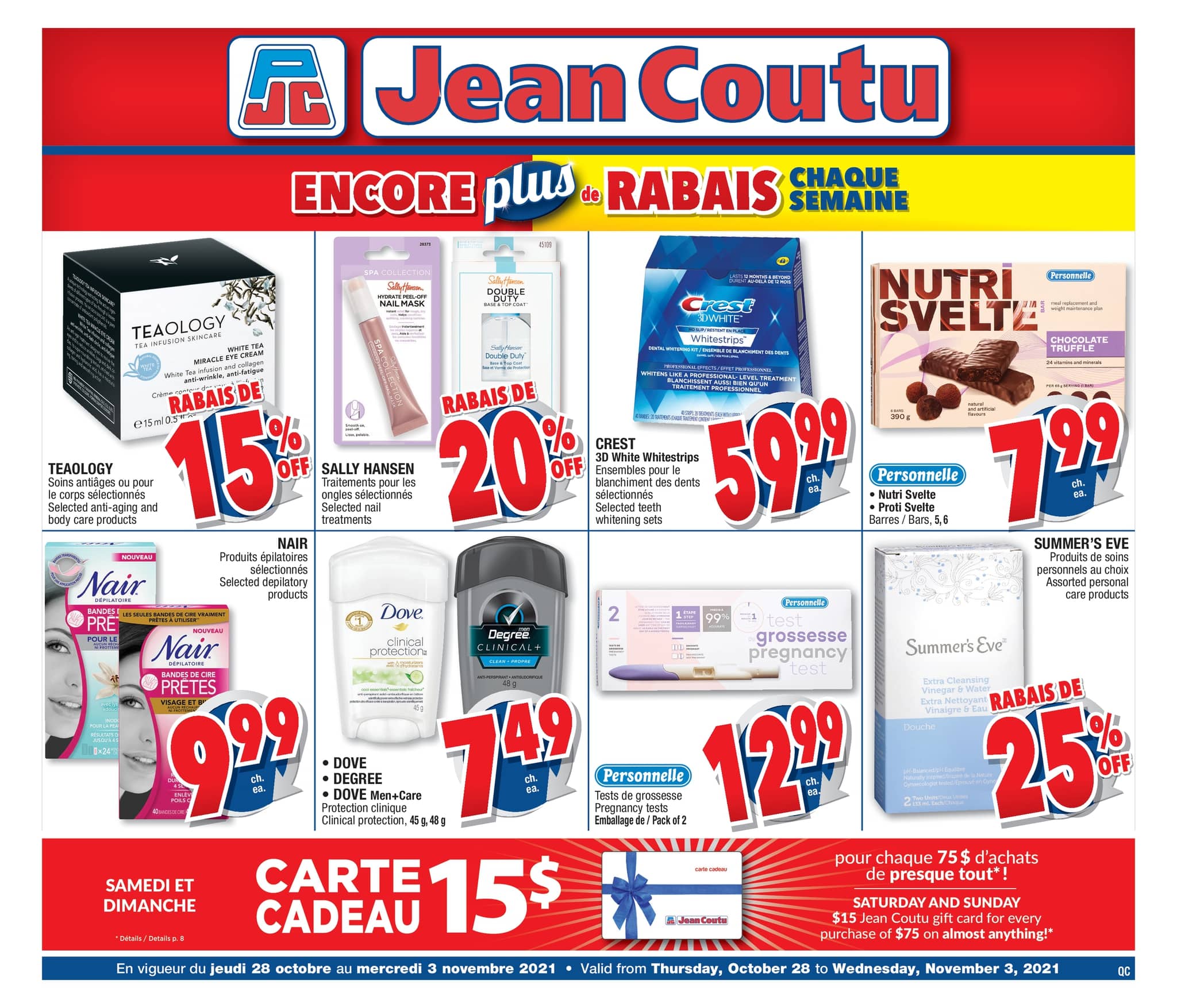 Circulaire Jean Coutu Encore Plus de Rabais du 28 Octobre au 3