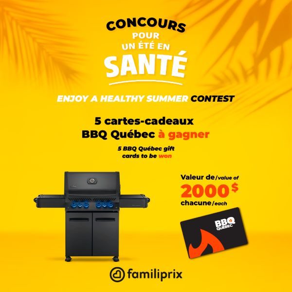 Concours Gagnez l'une des 5 Cartes-cadeaux BBQ Québec d'une Valeur de 2 000$ Chacune!