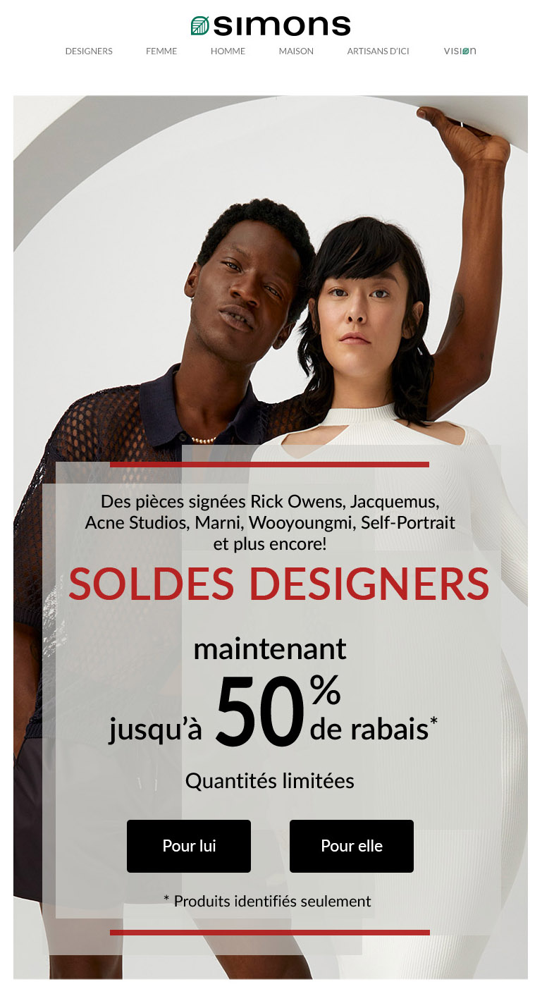 SOLDES Designers : jusqu'à 50 % de Rabais!