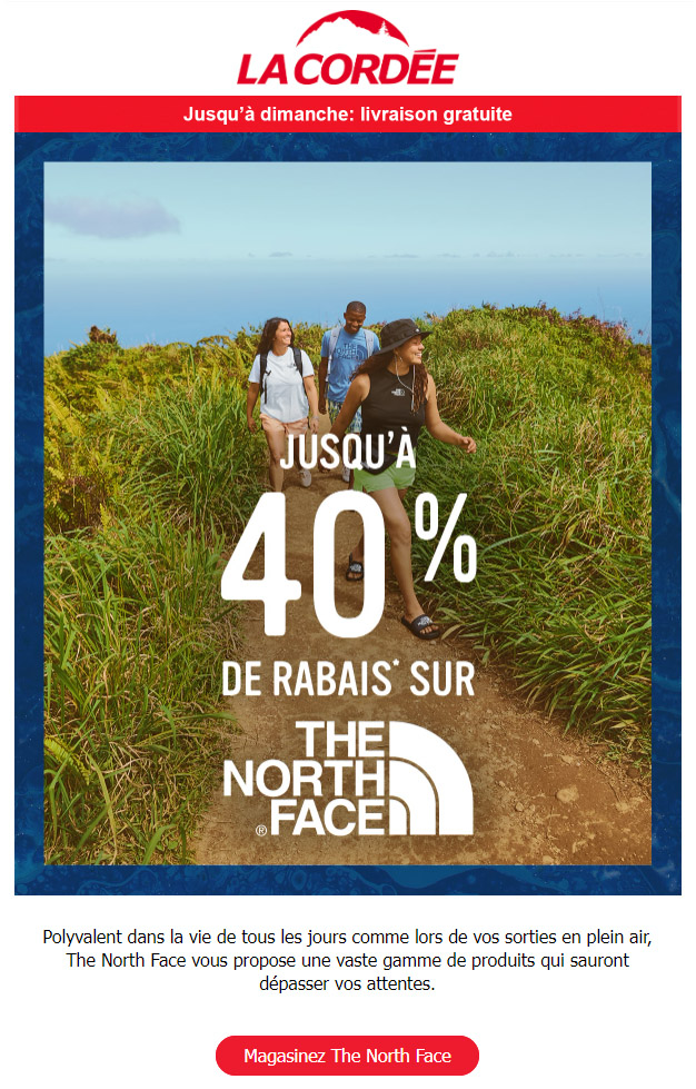 40% de Rabais sur The North Face