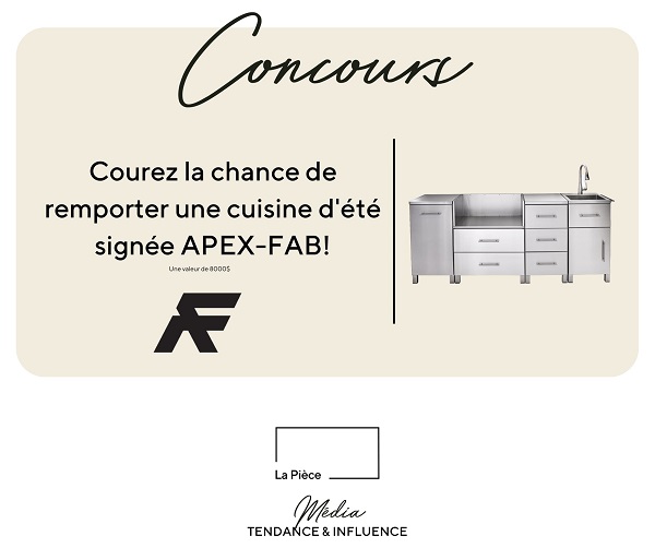 Concours Gagnez une cuisine d’été signée Apex-Fab d’une valeur de 8000$!