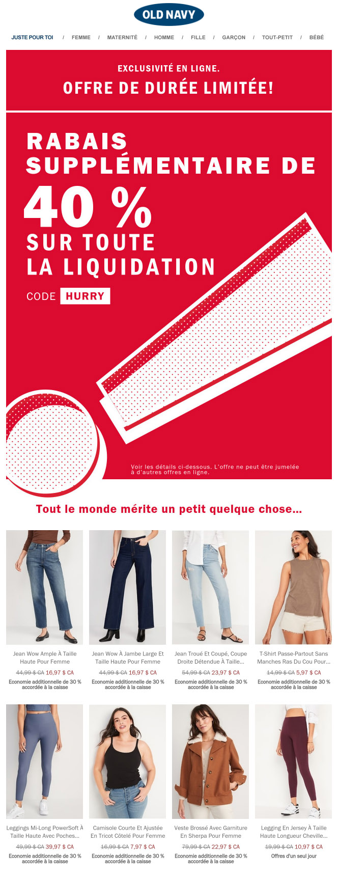 Voici les LEGGINGS à 7 $