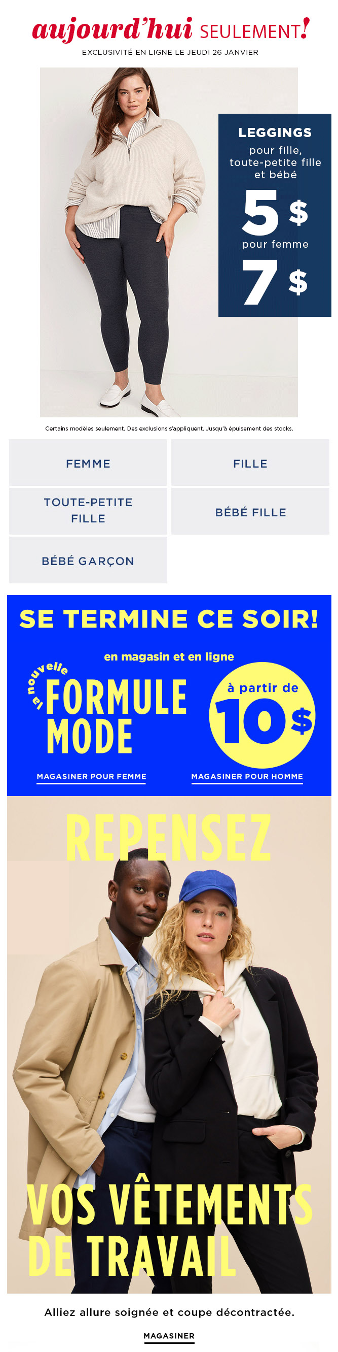 Voici les LEGGINGS à 7 $
