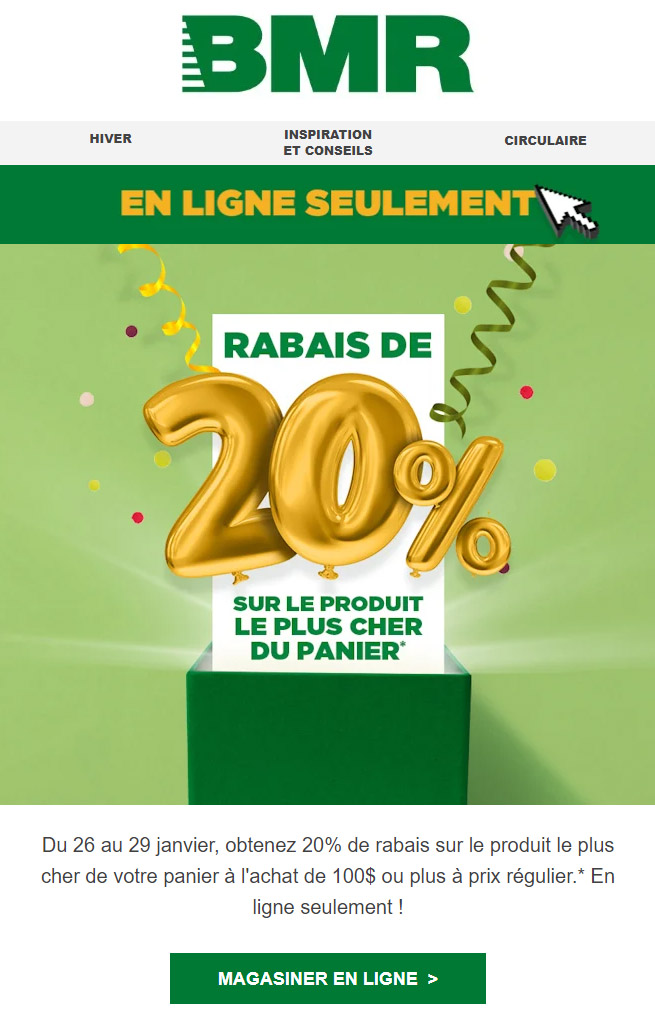 SURPRISE! 20% de Rabais sur le Produit de votre Choix