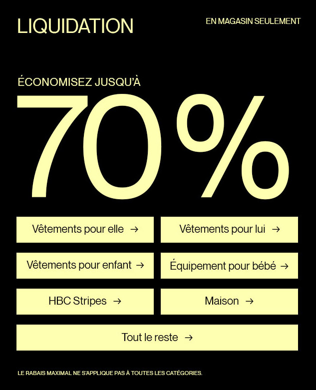 Envie d'Économiser jusqu'à 70 %? Profitez de notre Grande Liquidation DÈS MAINTENANT