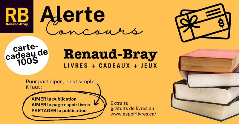 Concours Gagnez une carte cadeau de 100$ à dépenser chez Renaud-Bray!