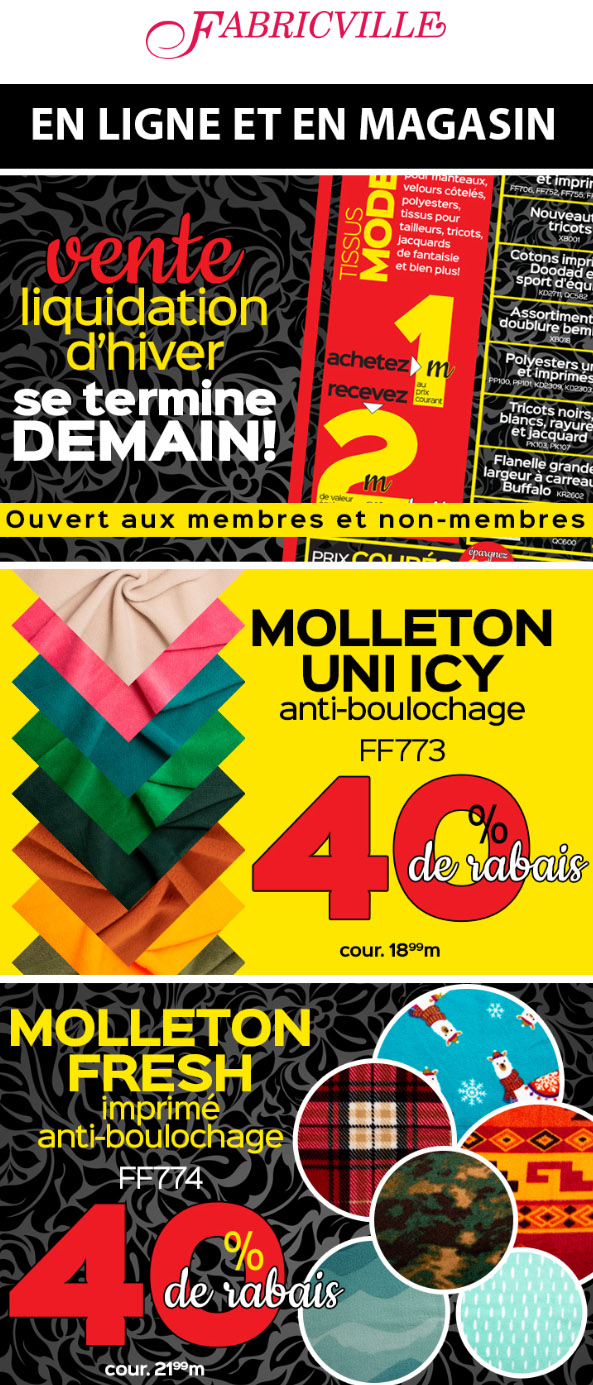 Vaste Sélection de Molletons à 40% de Rabais