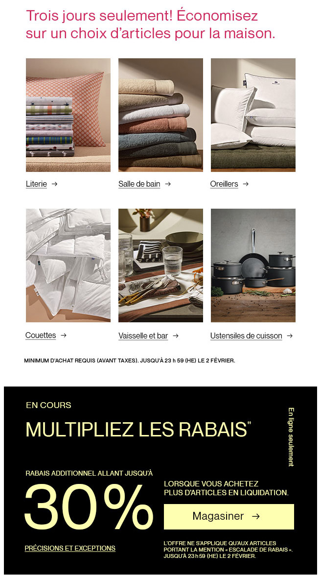 SOLDE ÉCLAIR : Économisez jusqu'à 60 % sur des Essentiels pour la Maison