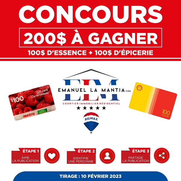 Concours Gagnez 100$ d'essence et 100$ et 100$ d'épicerie!