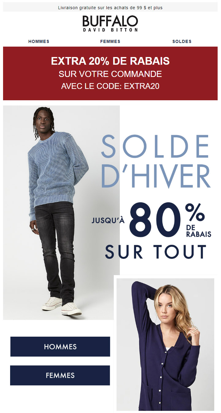 Notre Solde d'Hiver ! Jusqu'à 80 % de Rabais sur tout