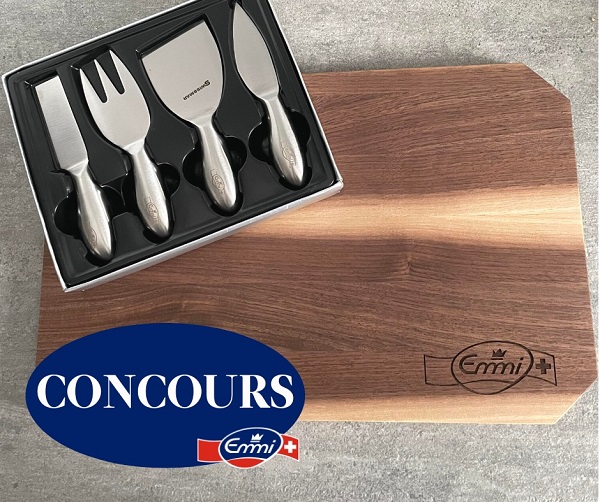 Concours Gagnez une planche ainsi qu’un ensemble de couteaux à fromage Emmi!