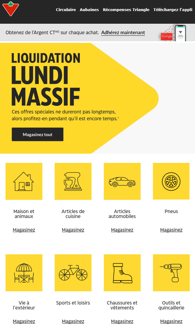 Avez-vous vu les Aubaines de LIQUIDATION « Lundi Massif »?