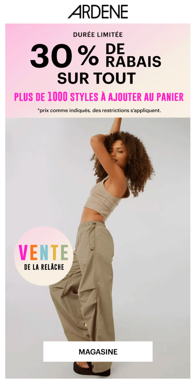 30 % SUR LES CARGOS ET PARACHUTES
