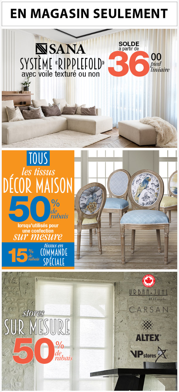 Économisez 50% sur une Vaste Sélection de Tissus Décor Maison