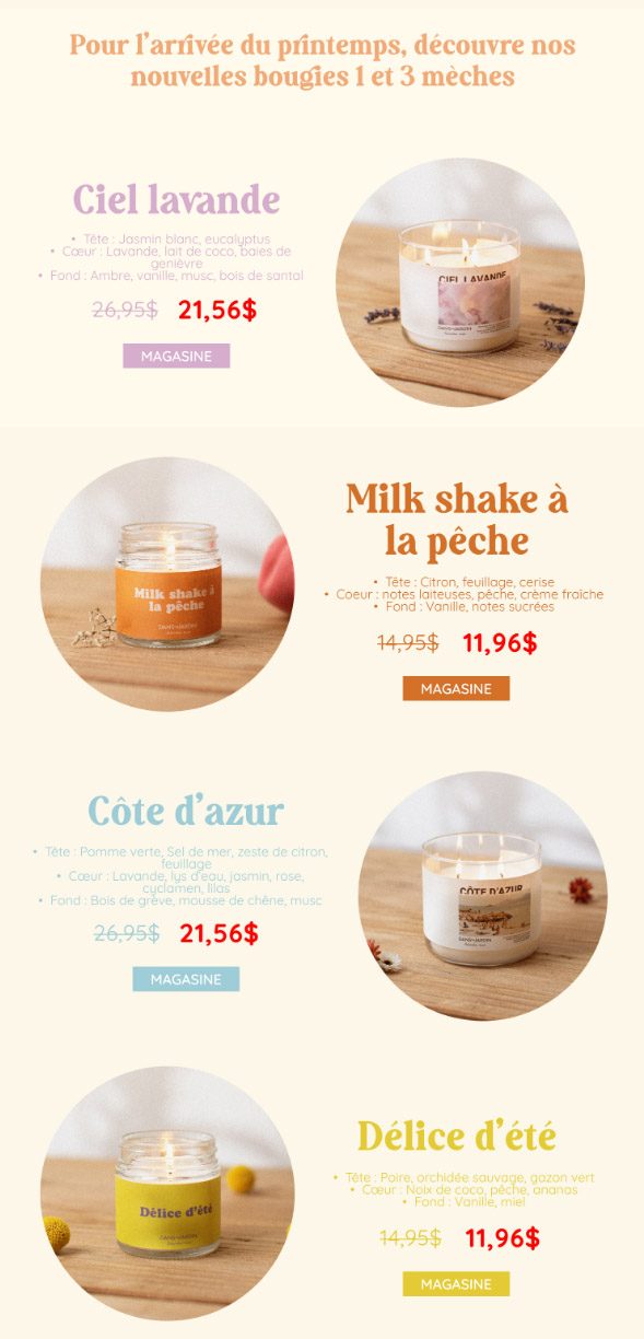 NOUVEAUTÉES - BOUGIES PRINTEMPS 2023