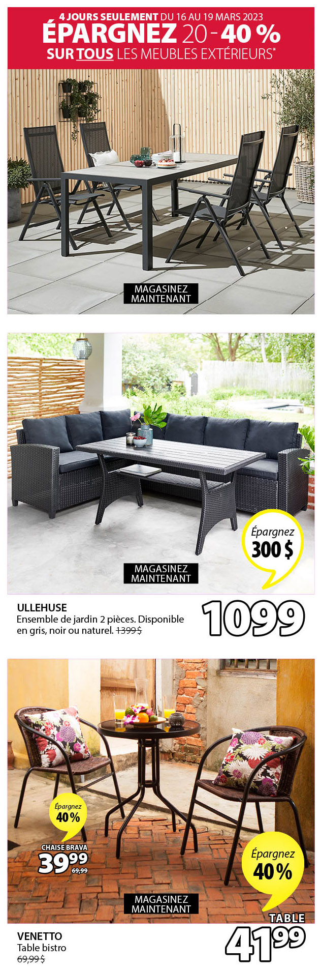Tout le Mobilier de Jardin est en vente !