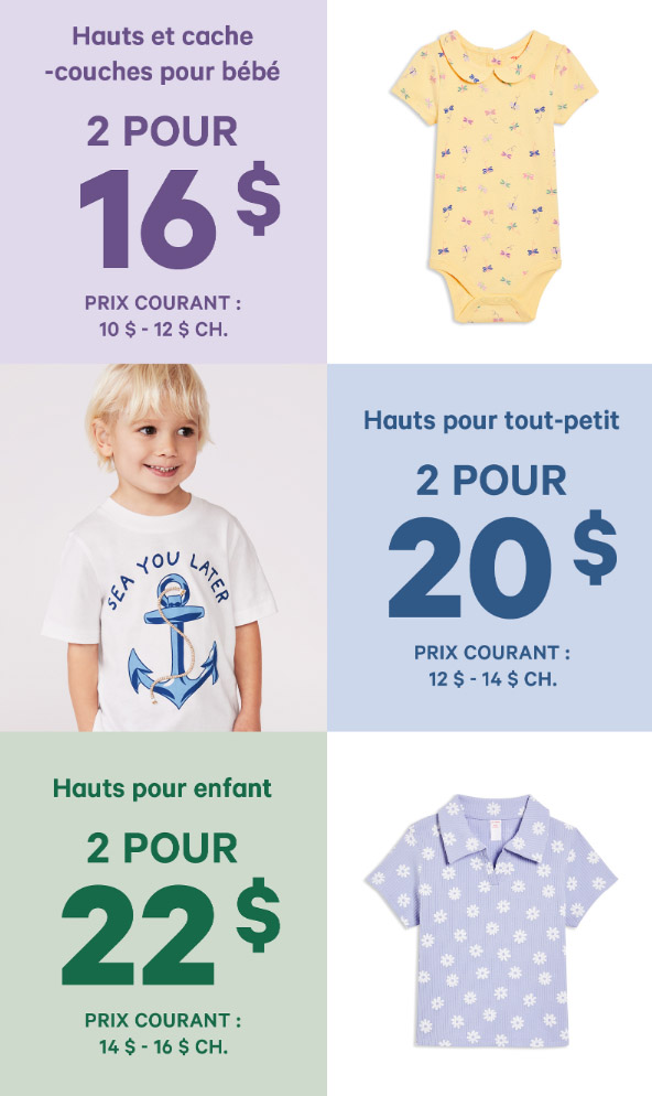 Économisez Gros sur les Hauts pour Enfants