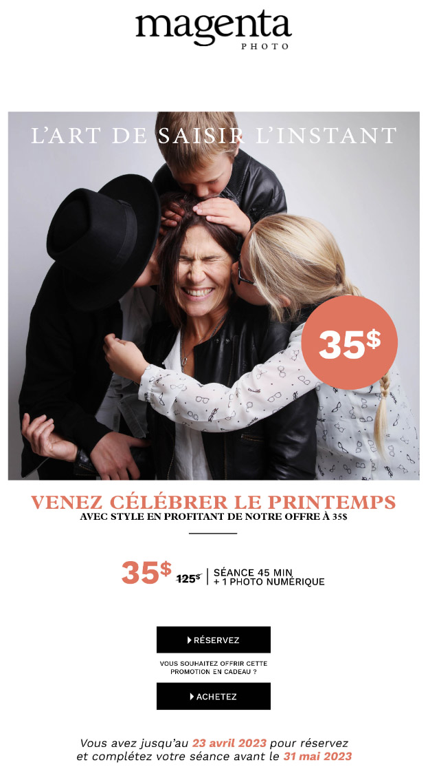 Venez célébrer le Printemps avec Style en profitant de notre Offre à 35$
