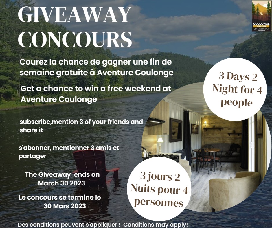Concours Gagnez un séjour gratuit à Aventure Coulonge !