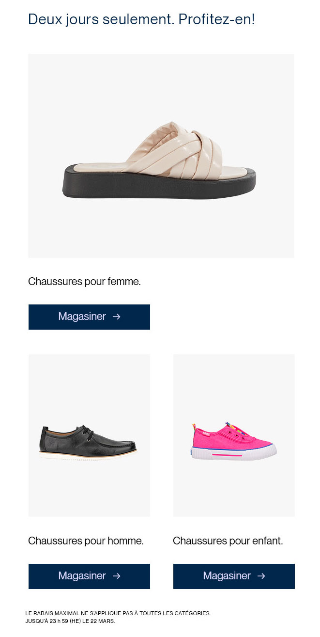 C'EST PARTI! Jusqu'à 40 % sur des Chaussures