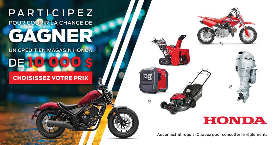 Concours ENSEMBLE DE PRODUITS QUATRE SAISONS HONDA 2023!