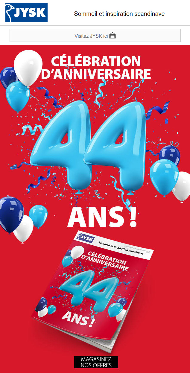 Célébrer 44 Ans avec de Supers Offres