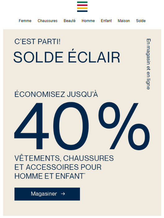 ATTENTION : Jusqu'à 40 % sur des Vêtements pour Homme et Enfant et bien plus