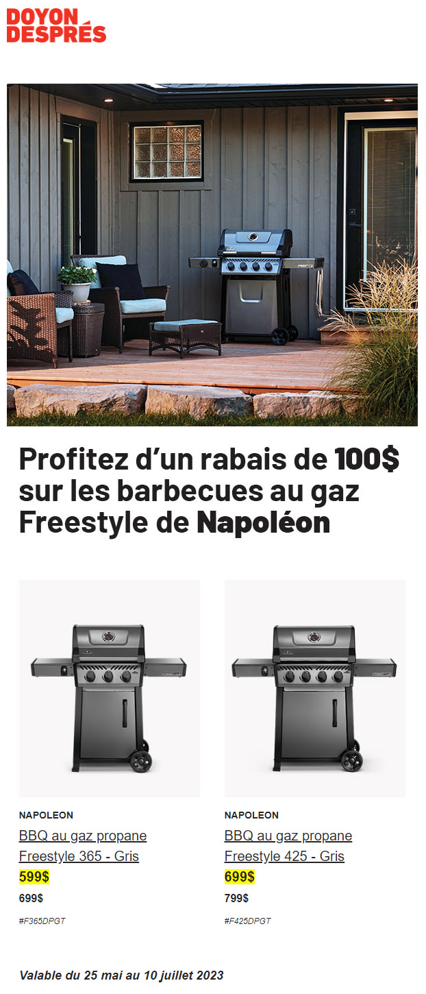 Les Barbecues Freestyle de Napoléon sont en Promotion!