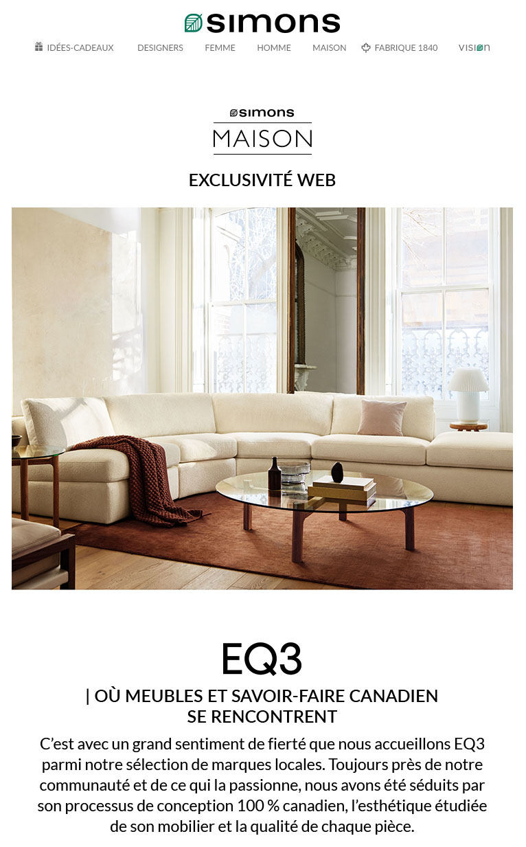 Simons Maison accueille fièrement : EQ3