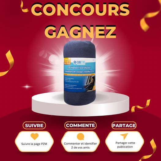 Concours GAGNEZ UNE COUVERTURE CHAUFFANTE 12V, valeur de 64$!