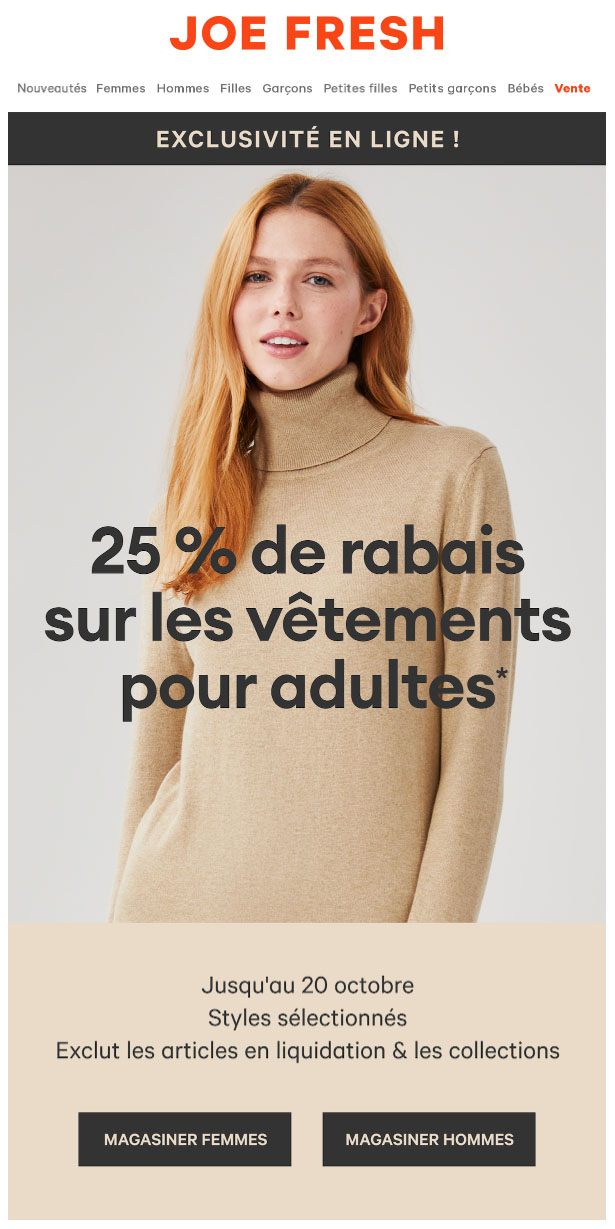 Vetement rabais en ligne deals
