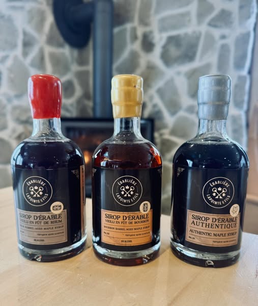 Concours Gagnez un trio de sirops d’érable vieillis en fût de Rhum ainsi que Bourbon et authentiques, signés Érablière Lapointe et Fils!