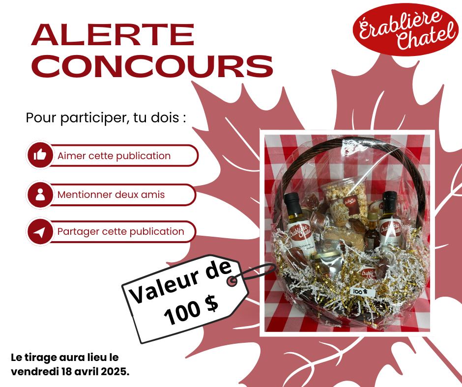 Concours Gagnez un panier rempli de délicieux produits d’érable!