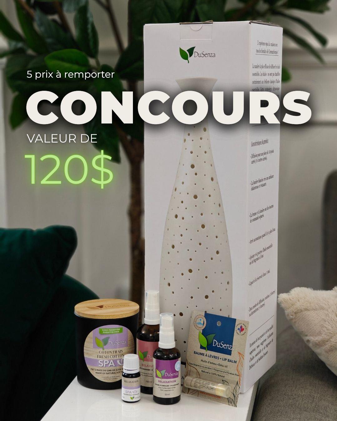 Concours Gagnez 1 des 5 paniers DuSenza rempli de soins naturels et de moments de détente