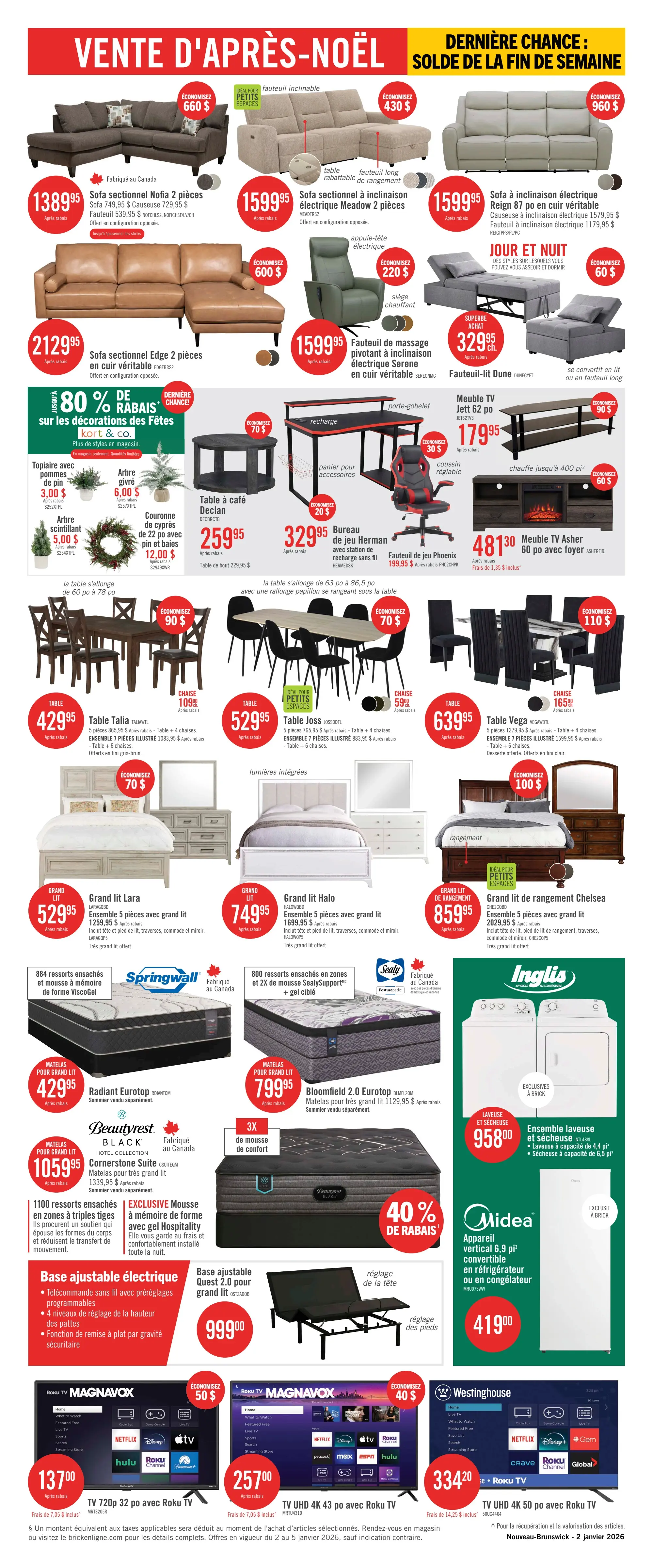 Circulaire Brick - Vente d'Après-Noël + Solde de la Fin de Semaine