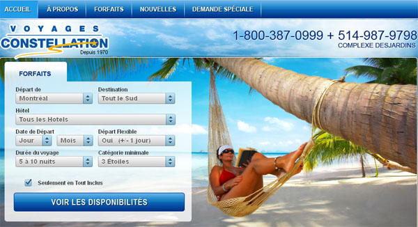 Agence Voyage Constellation en ligne Montreal