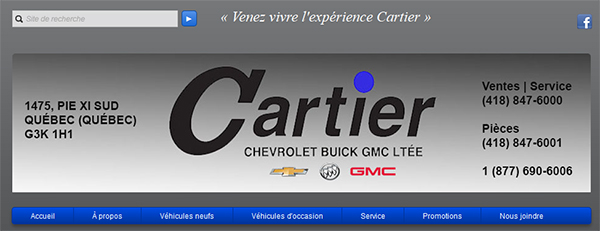 Cartier Chevrolet Buick GMC en Ligne