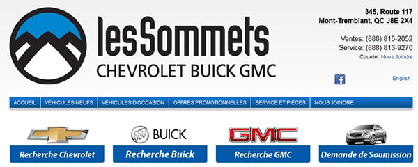 Les Sommets Chevrolet, Buick, GMC en Ligne