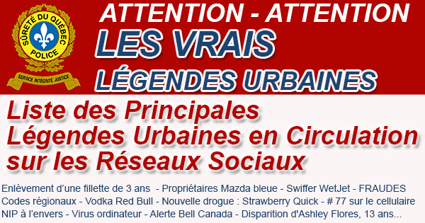 LÉGENDES URBAINES SQ RÉSEAUX SOCIAUX