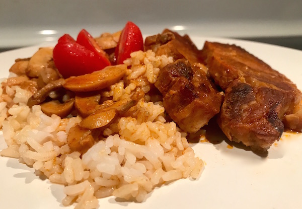 Côtelettes de Porc avec un Riz aux Champignons 6