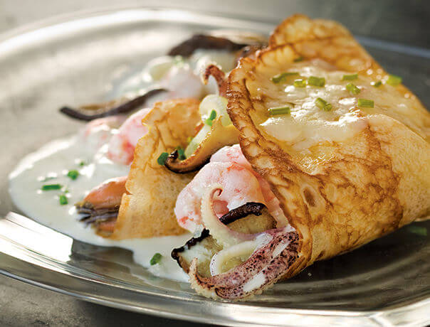 Crêpes aux Fruits de Mer et au Fromage Le Cru du Clocher