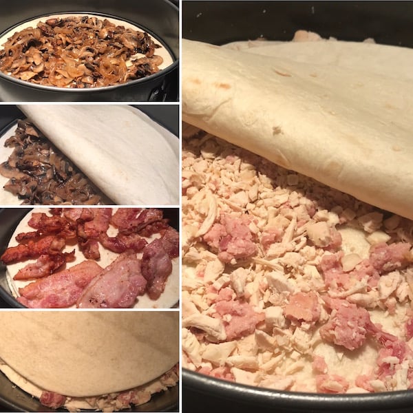 Étagé de Tortillas au Poulet, Jambon et Bacon 09