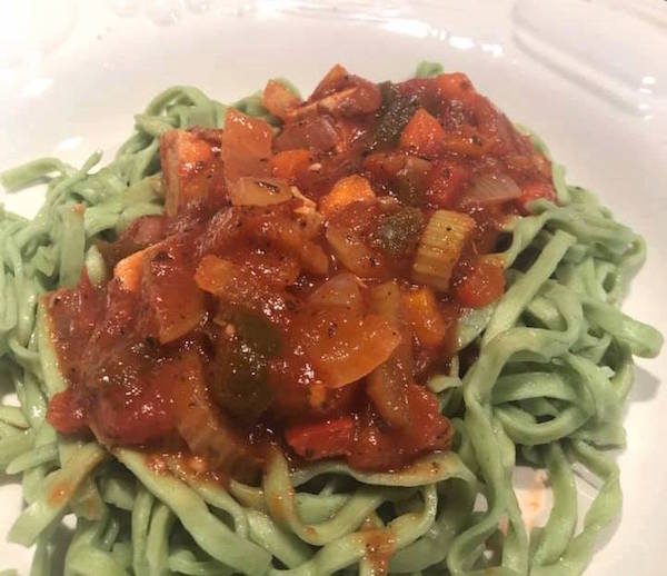 Linguines aux Épinards Sauce Végé 1
